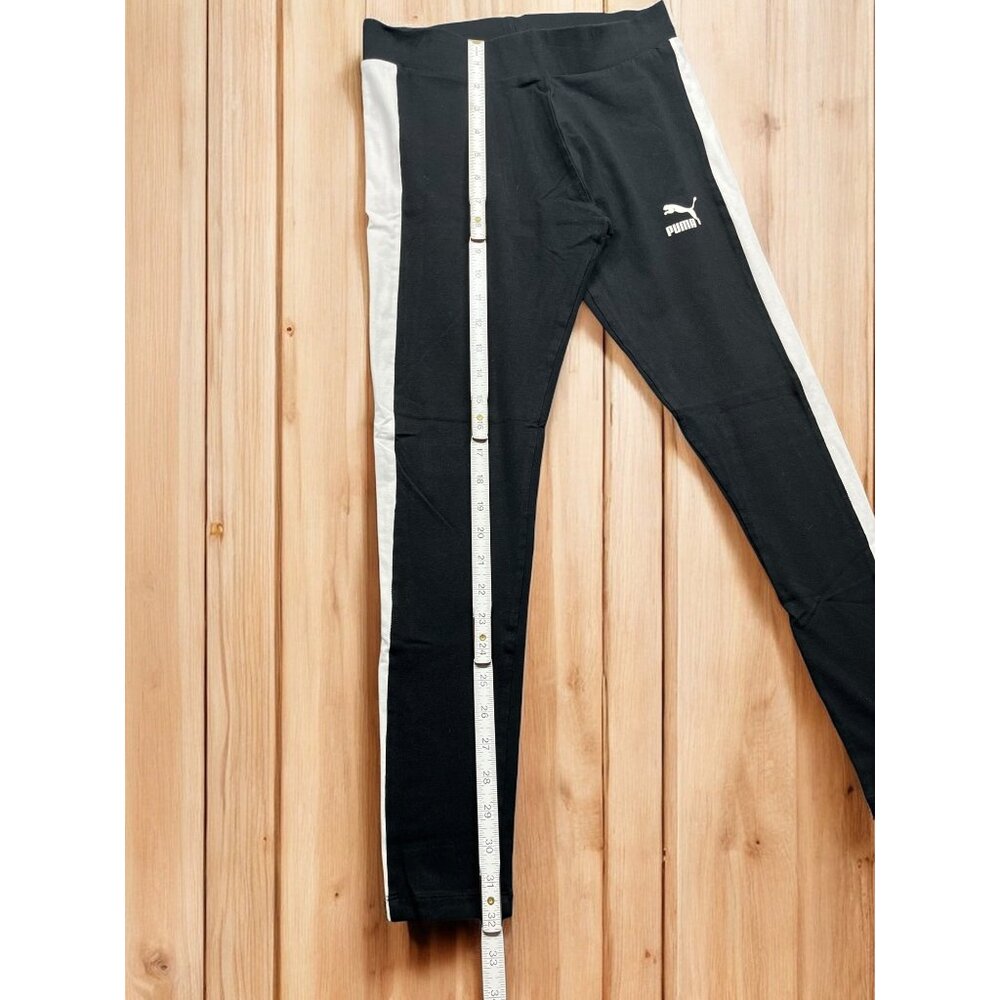 Puma Athletic casual Leggings Womens L Black With White Side Stripes 90’s Y2K - Picture 6 of 7